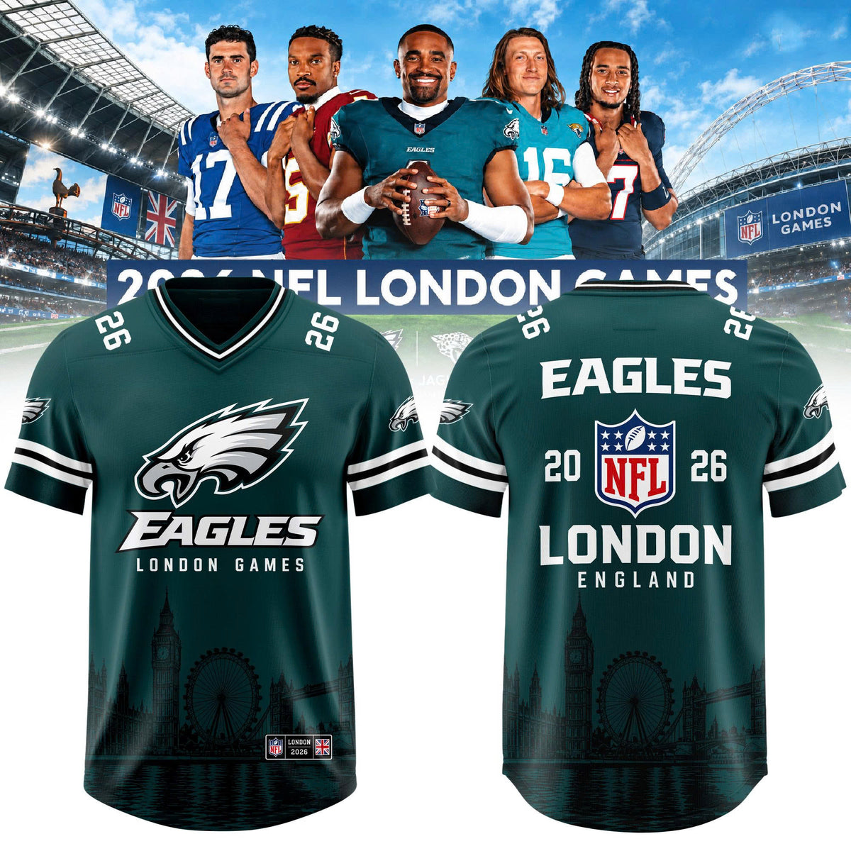 Limited Edition Philadelphia Eagles – NFL London Games 2026 Football Jersey