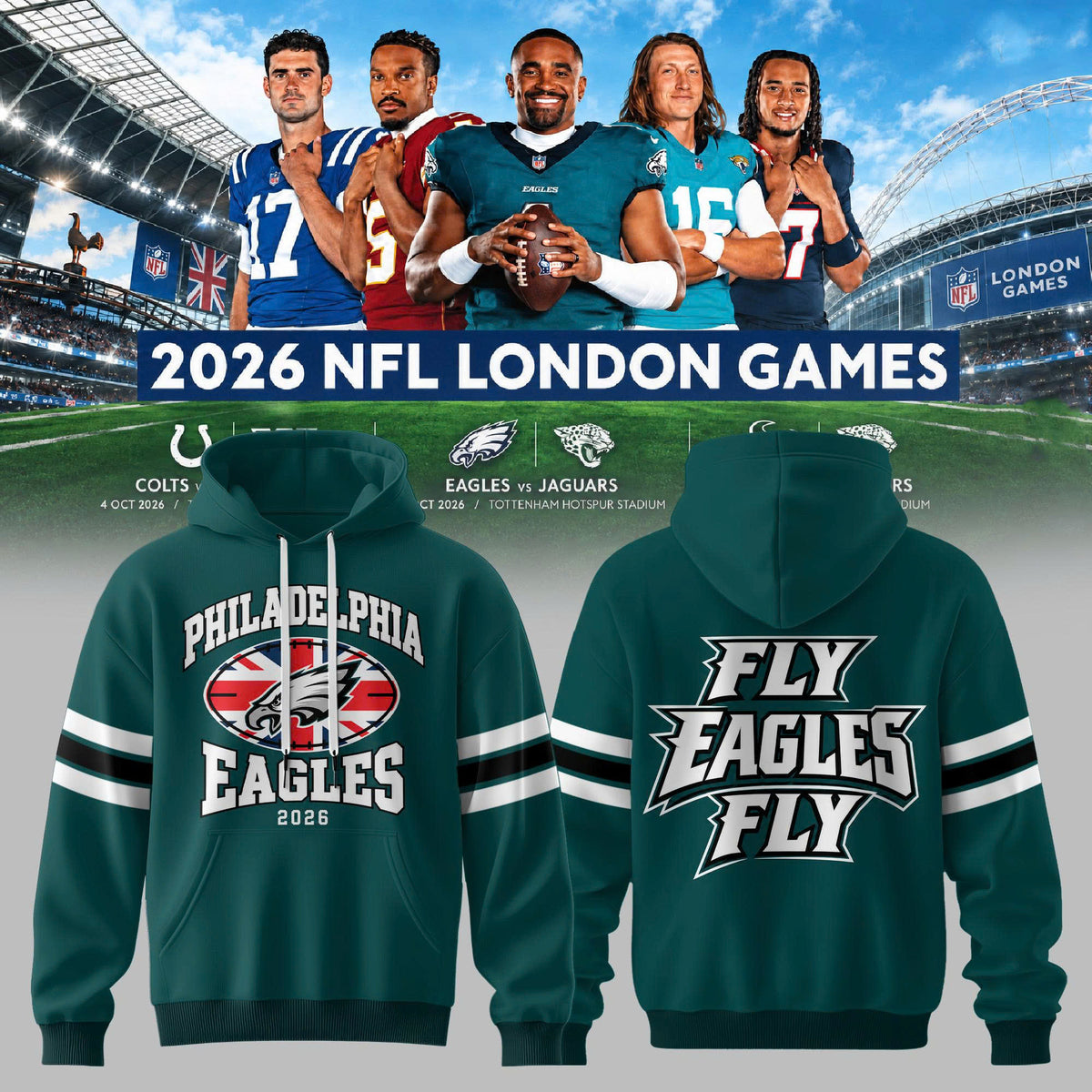 Limited Edition Philadelphia Eagles – NFL London Games 2026 Hoodie