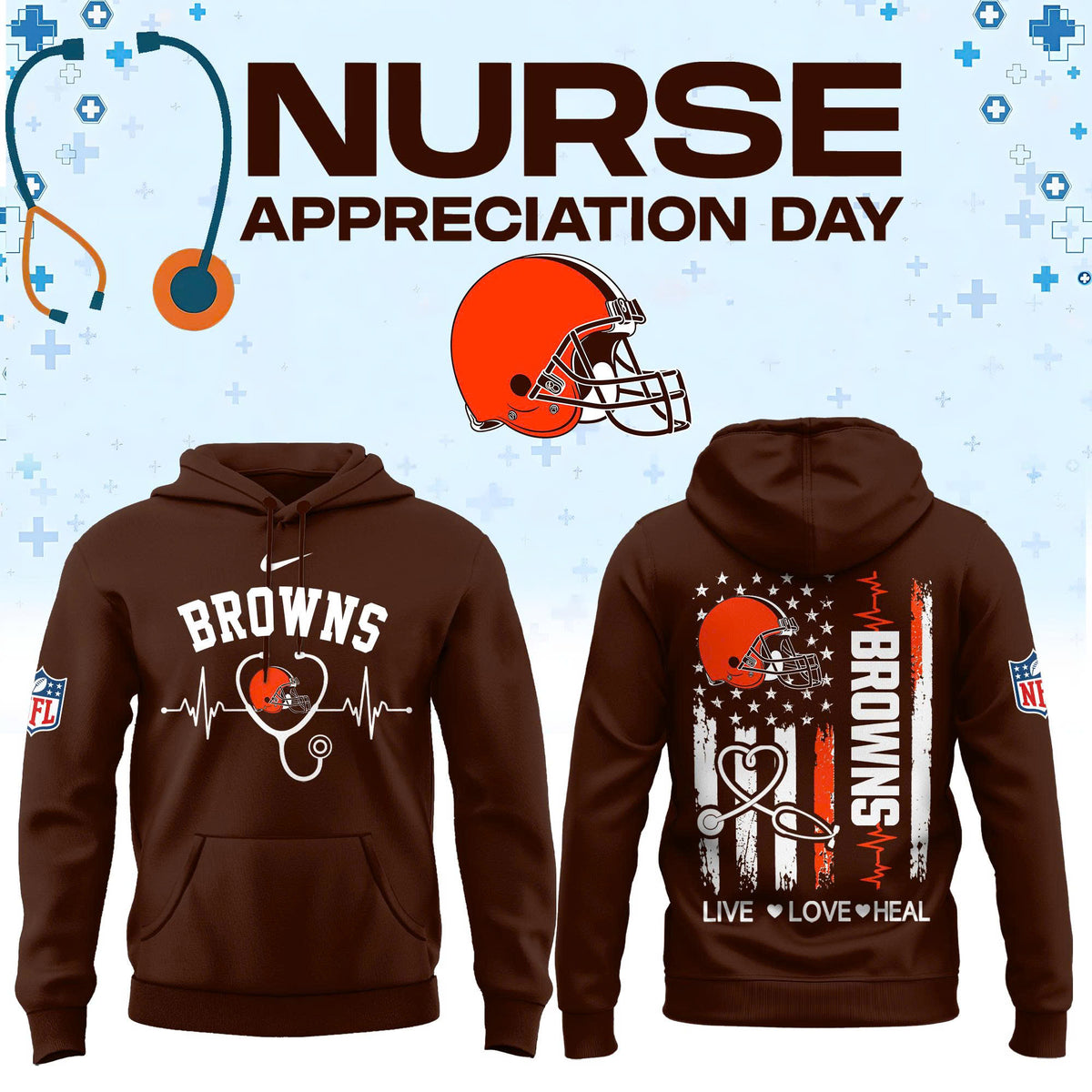 Limited Edition Cleveland Browns Nurse Appreciation Hoodie