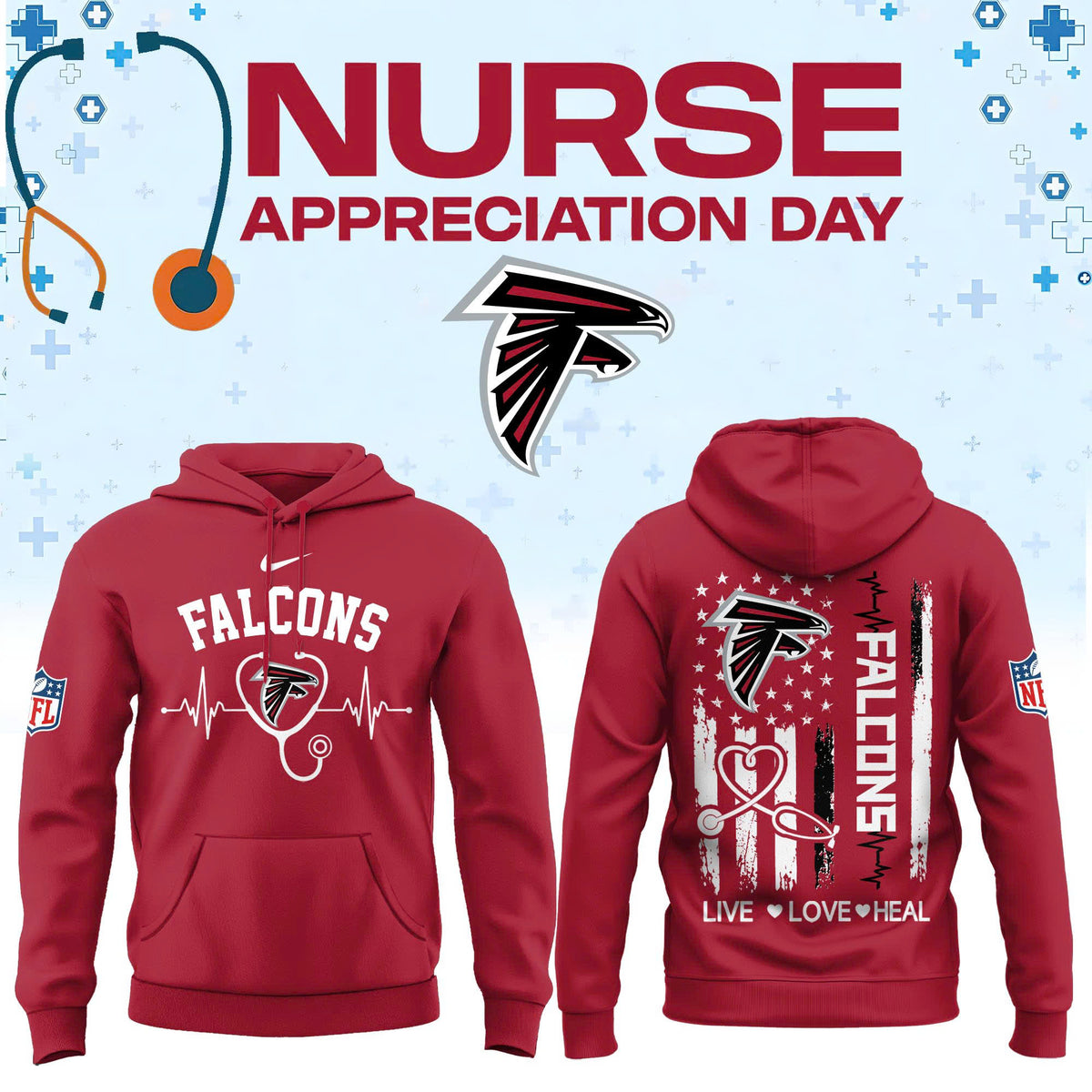 Limited Edition Atlanta Falcons Nurse Appreciation Hoodie