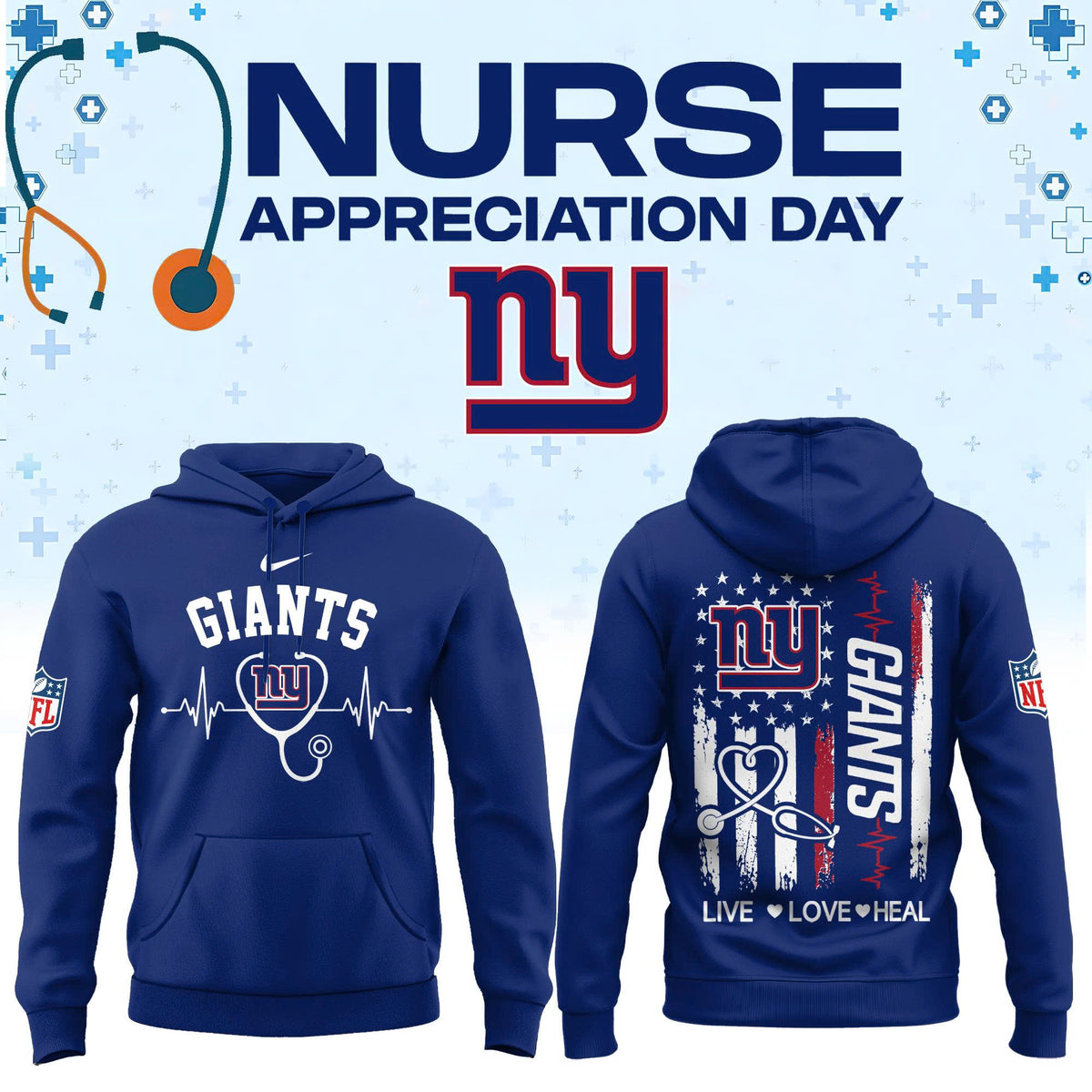 Limited Edition New York Giants Nurse Appreciation Hoodie