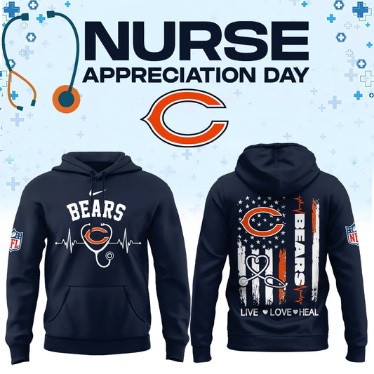 Limited Edition Chicago Bears Nurse Appreciation Hoodie