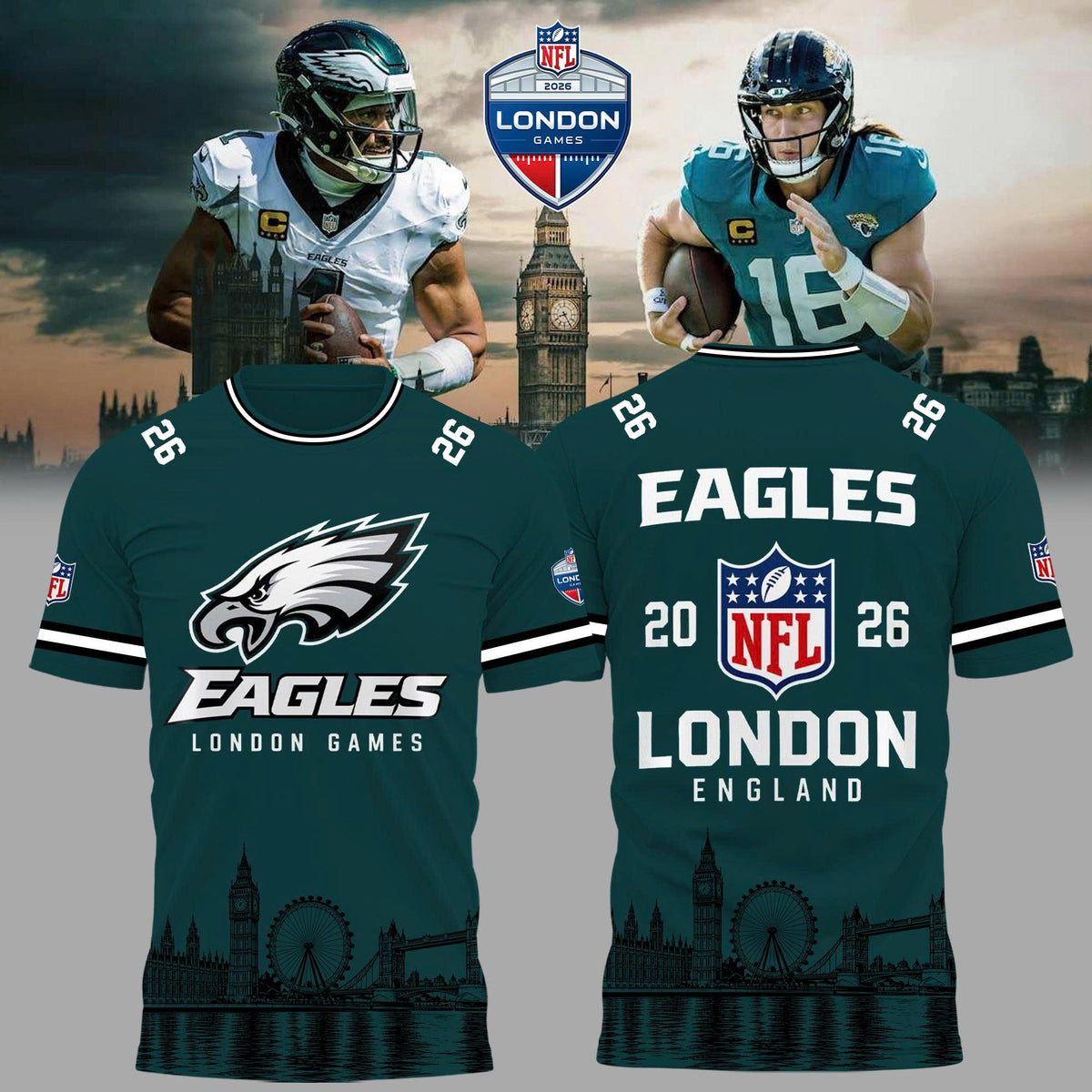Limited Edition Philadelphia Eagles – NFL London Games 2026 T-shirt