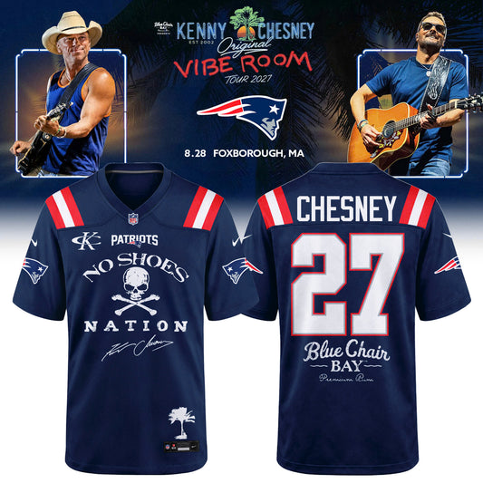 Limited Edition New England Patriots x Kenny Chesney The Original Vibe Room Tour 2027 Football Jersey