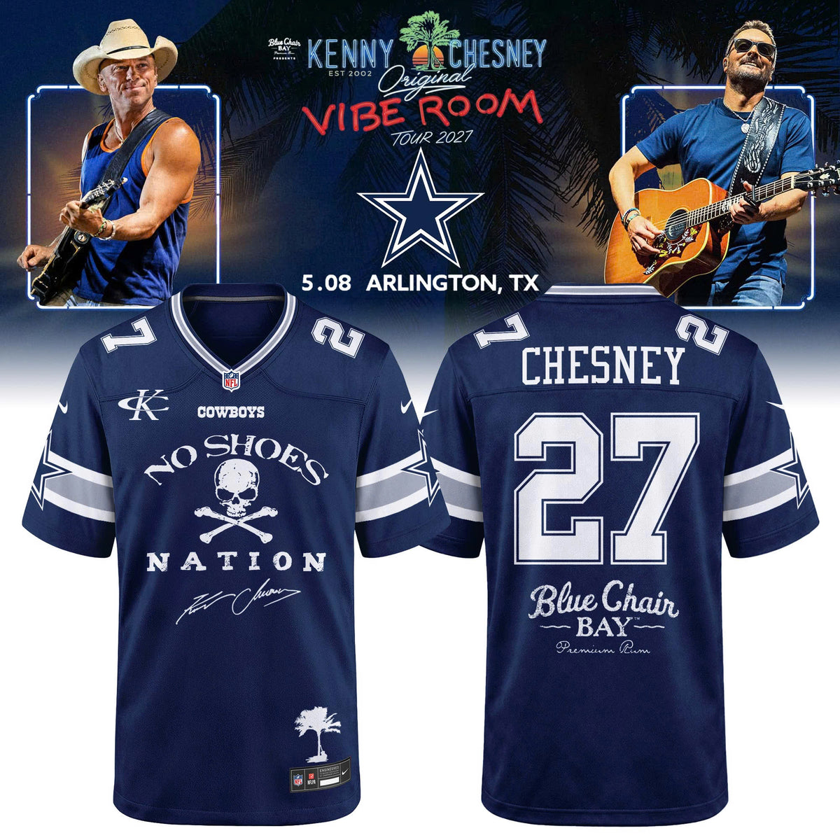 ALL Team NFL x Kenny Chesney The Original Vibe Room Tour 2027 Football Jersey