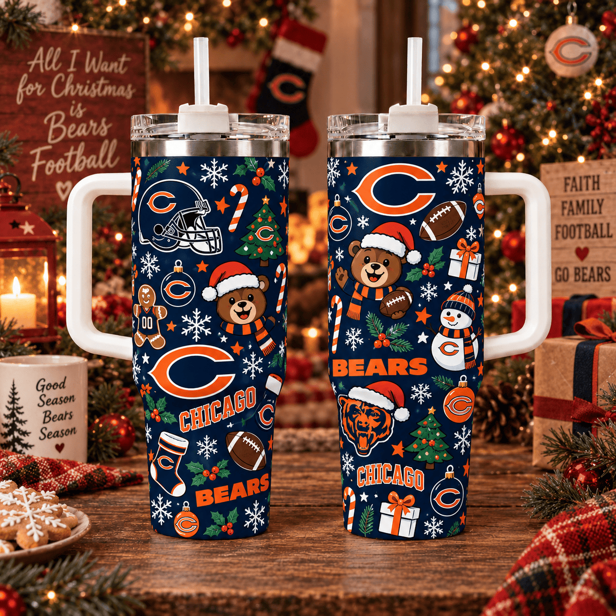 Limited Edition Chicago Bears NFL Tumbler Christmas For Fan