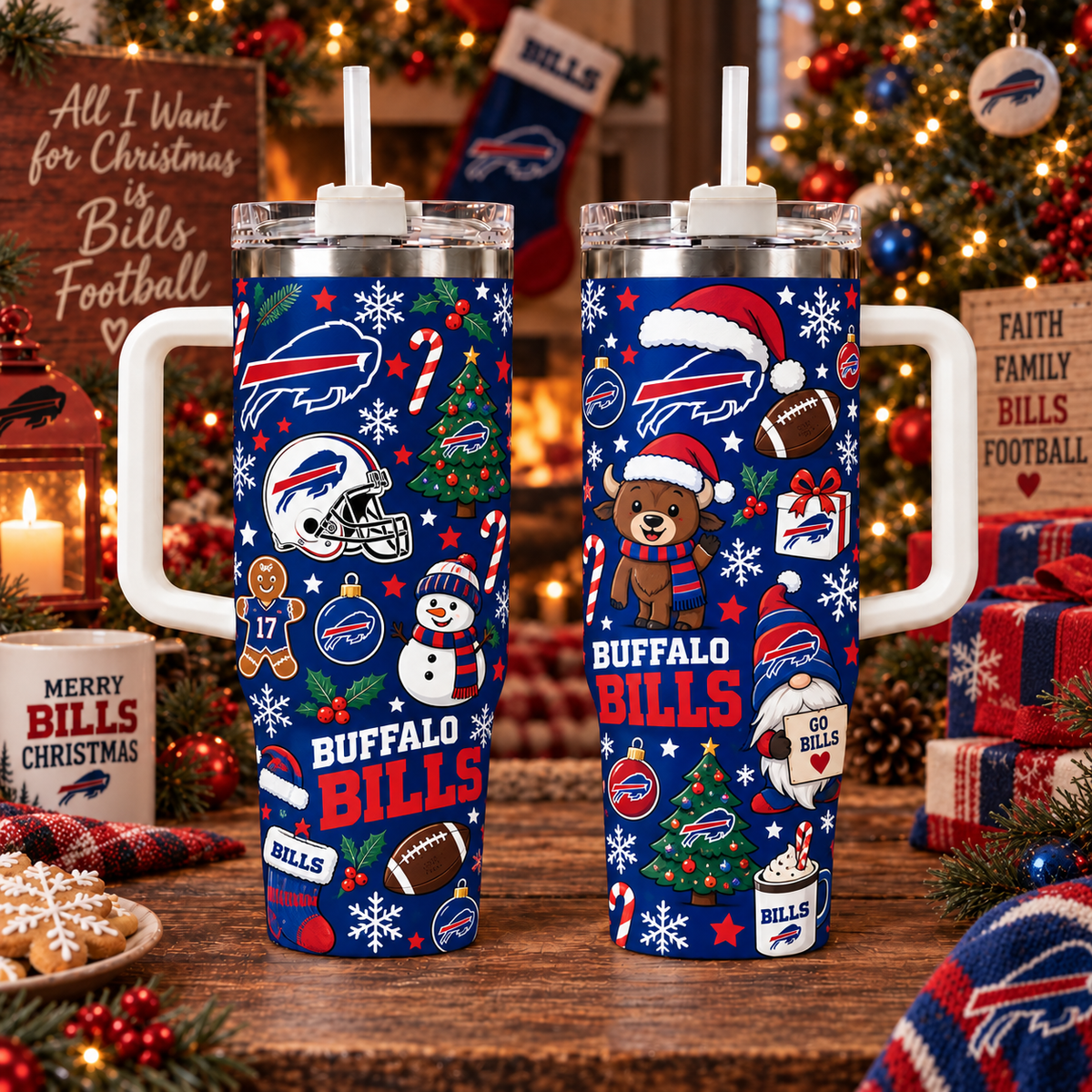Limited Edition Buffalo Bills NFL Tumbler Christmas For Fan