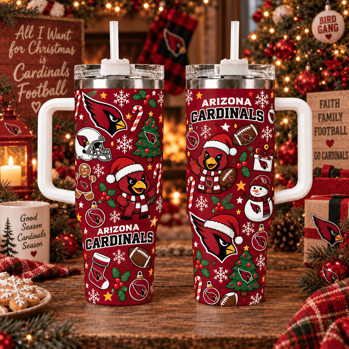 Limited Edition Arizona Cardinals NFL Tumbler Christmas For Fan