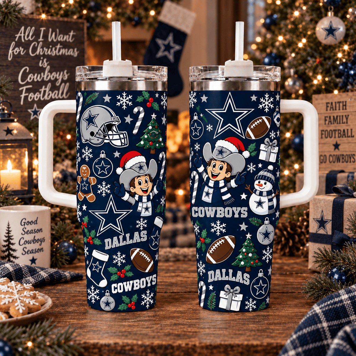 Limited Edition Dallas Cowboys NFL Tumbler Christmas For Fan