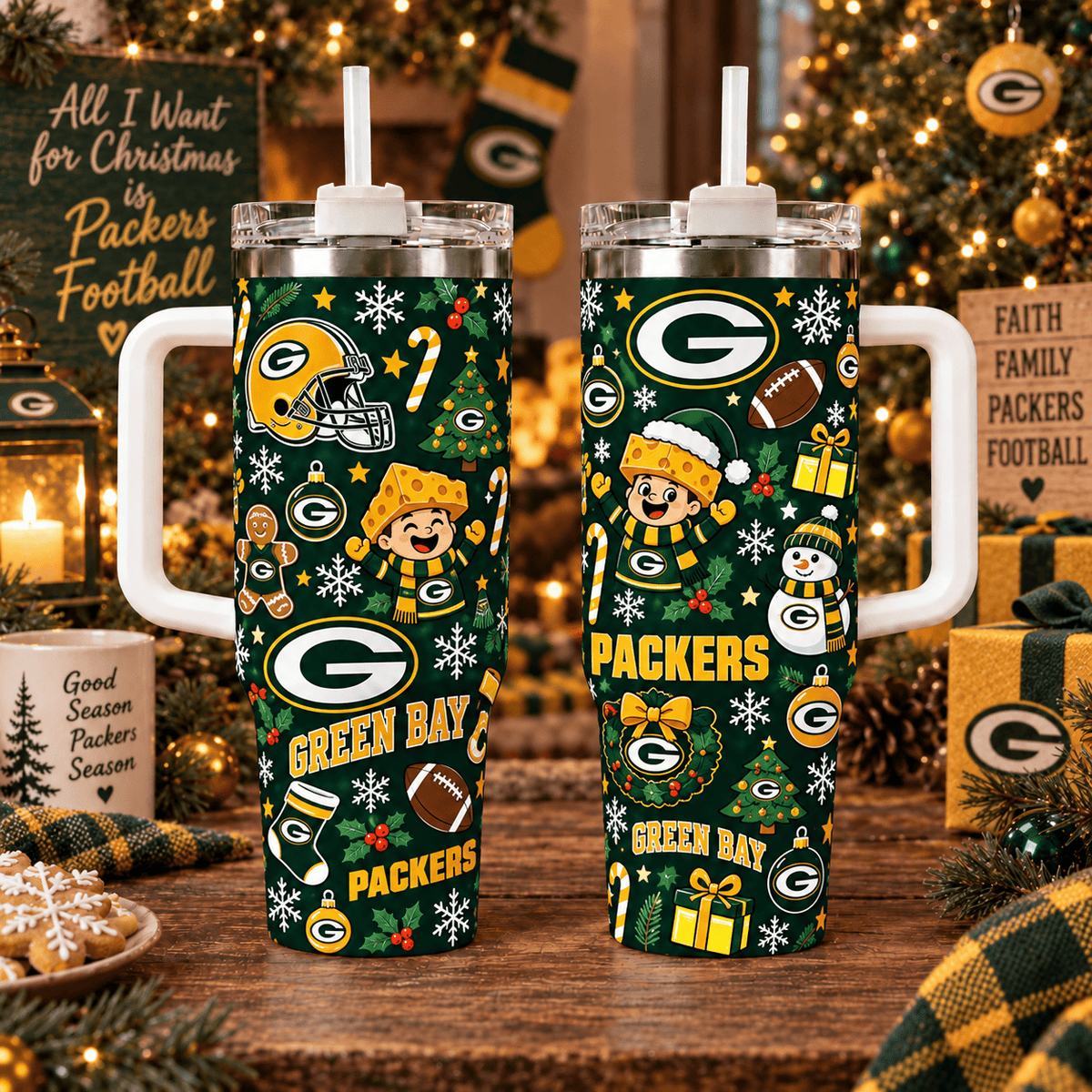 Limited Edition Green Bay Packers NFL Tumbler Christmas For Fan