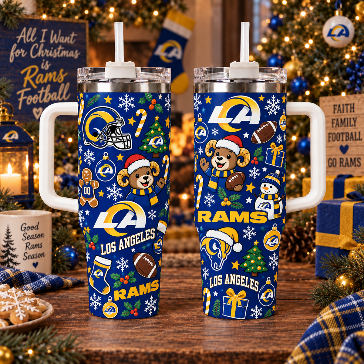 Limited Edition Los Angeles Rams NFL Tumbler Christmas For Fan