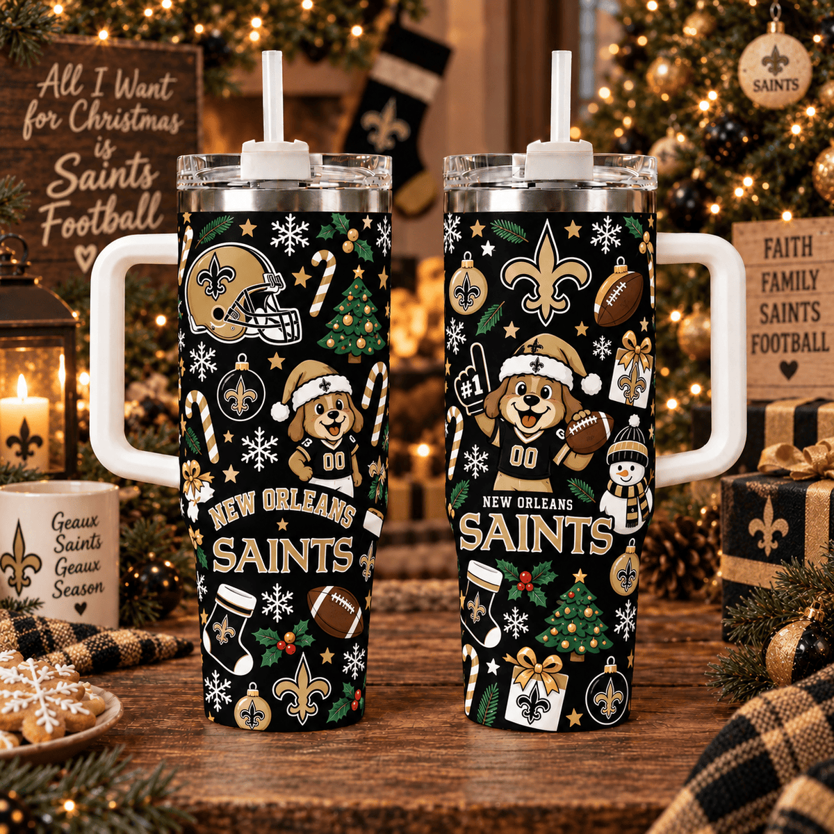 Limited Edition New Orleans Saints NFL Tumbler Christmas For Fan