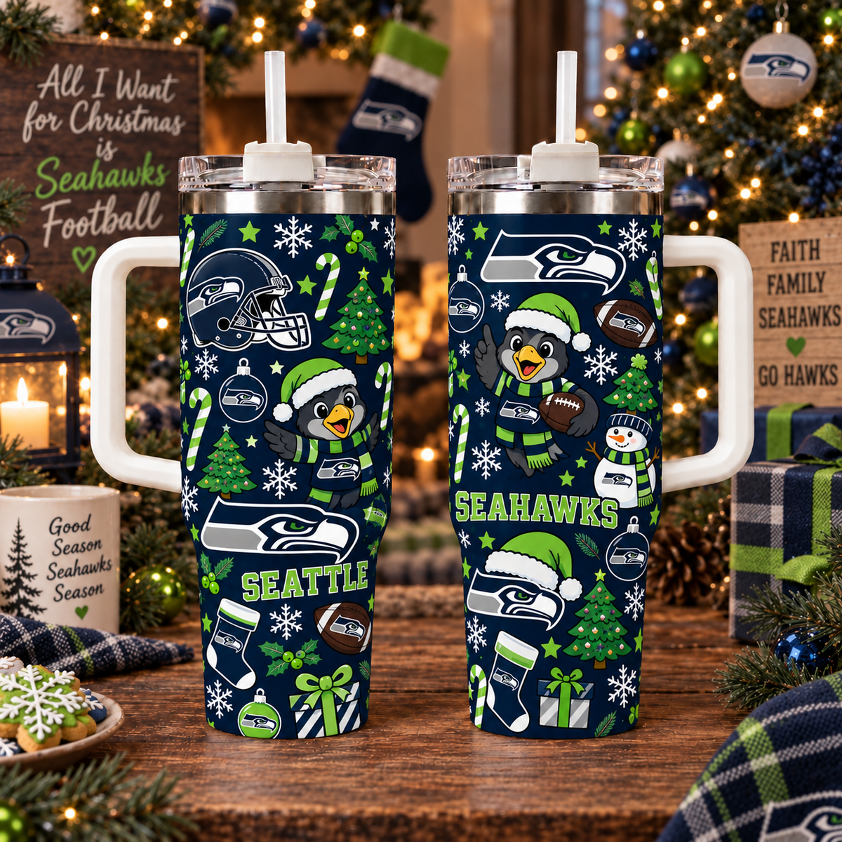 Limited Edition Seattle Seahawks NFL Tumbler Christmas For Fan