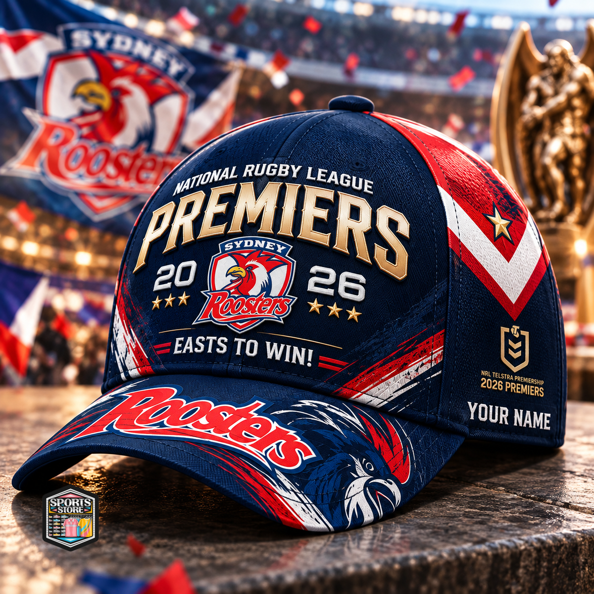 Limited Edition Sydney Roosters 2026 NRL Premiers Cap