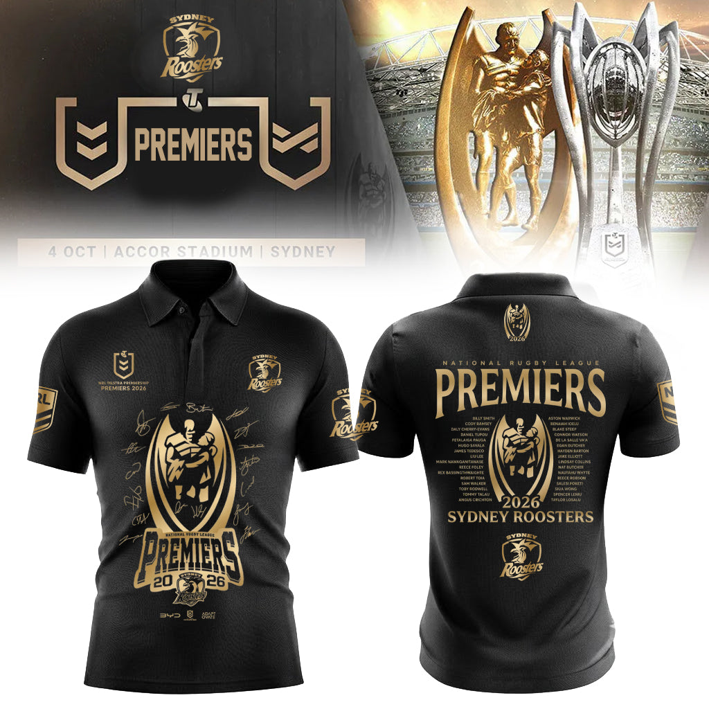 Limited Edition Sydney Roosters 2026 NRL Premiers Polo