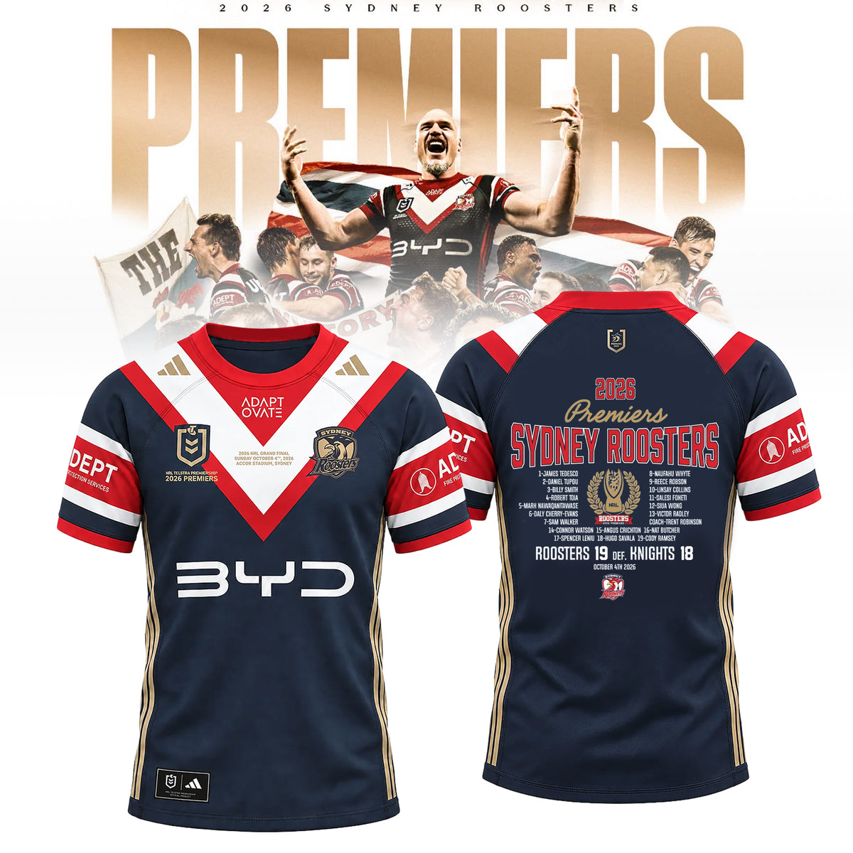 Limited Edition Sydney Roosters 2026 NRL Premiers T-shirt