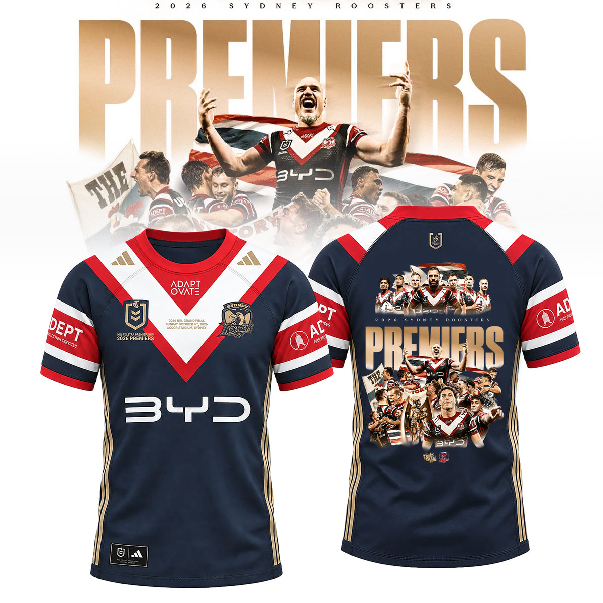 Limited Edition Sydney Roosters 2026 NRL Premiers T-shirt