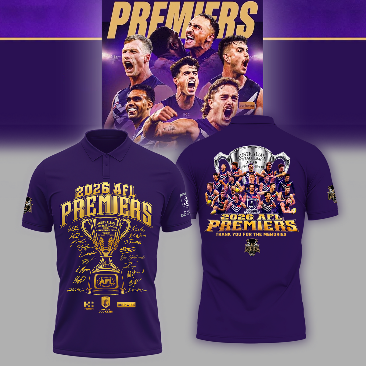 Limited Edition Fremantle Dockers 2026 AFL Premiers Polo