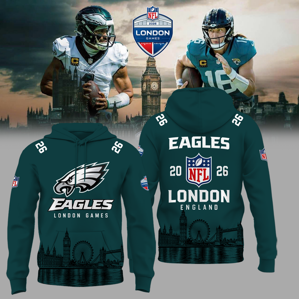 Limited Edition Philadelphia Eagles – NFL London Games 2026 Hoodie