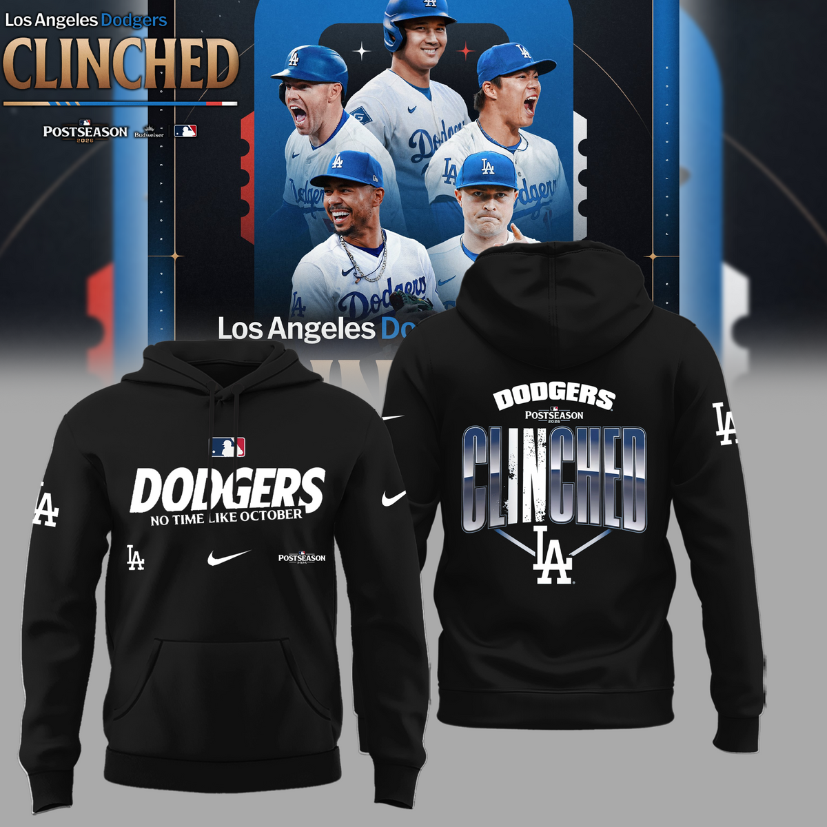 Limited Edition LA Postseason 2026 Clinched Hoodie