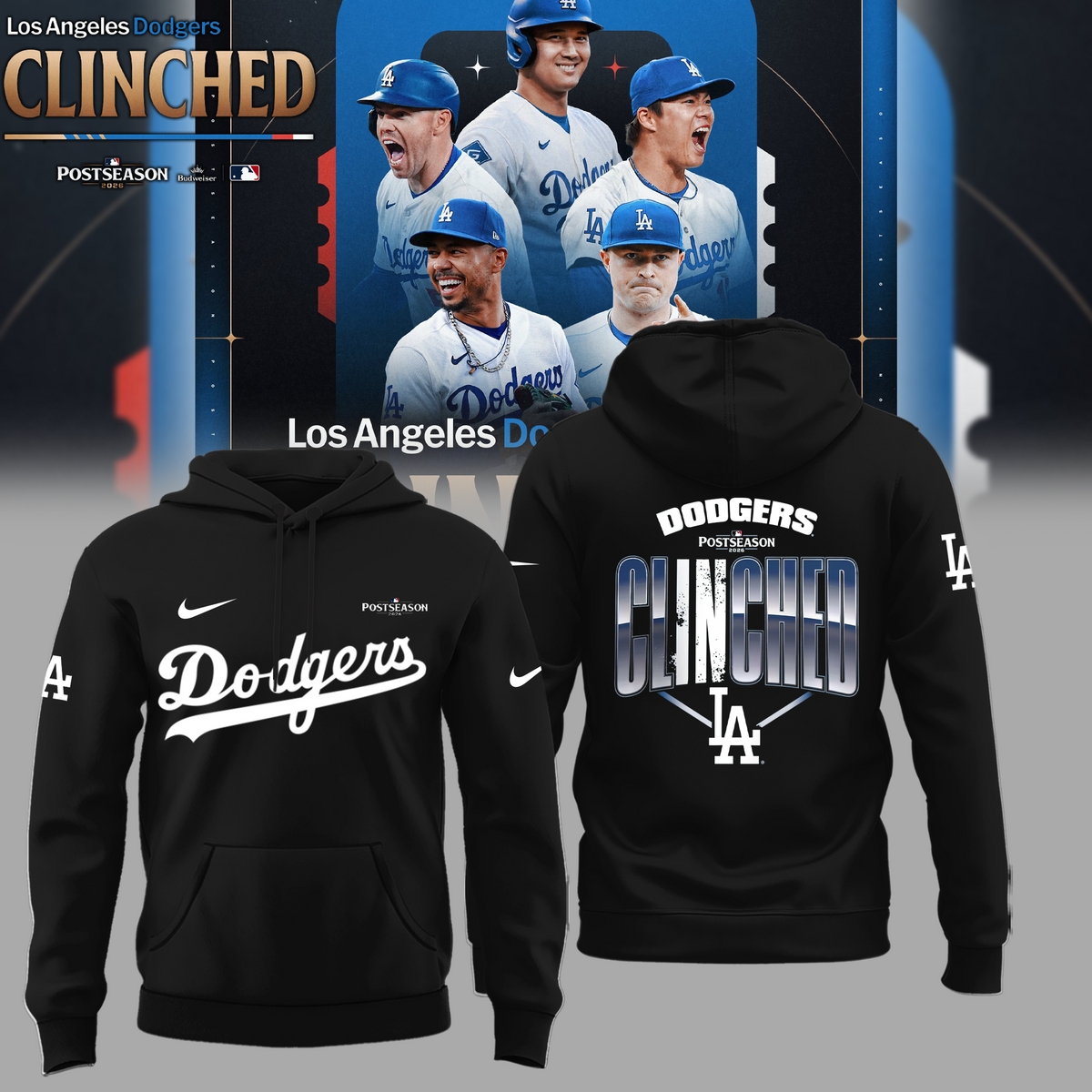 Limited Edition LA Postseason 2026 Clinched Hoodie