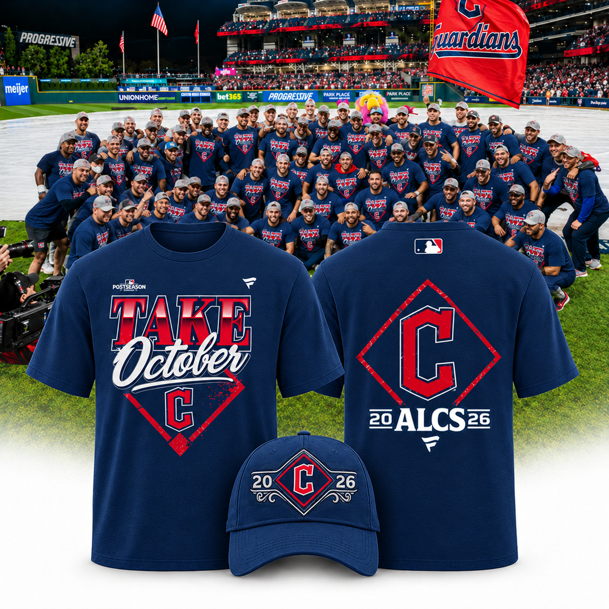 Limited Edition Cleveland Guardians MLB Division Series Champions Distressed Locker Room Take October T-shirt