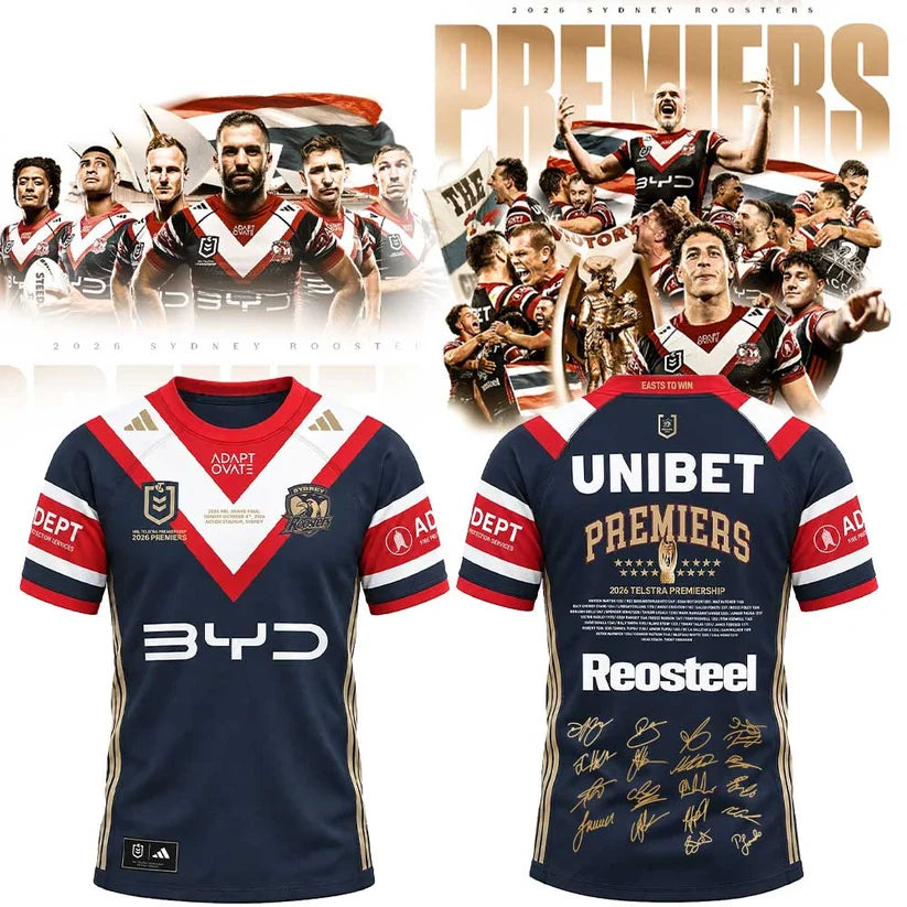 Limited Edition Sydney Roosters 2026 NRL Premiers T-shirt
