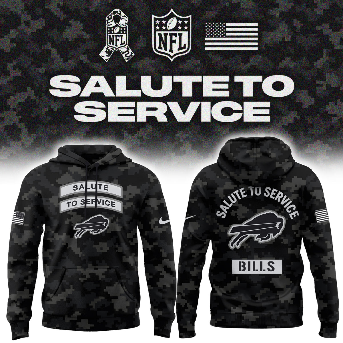 Limited Edition Buffalo Bills Salute To Service “Made With Purpose” Hoodie