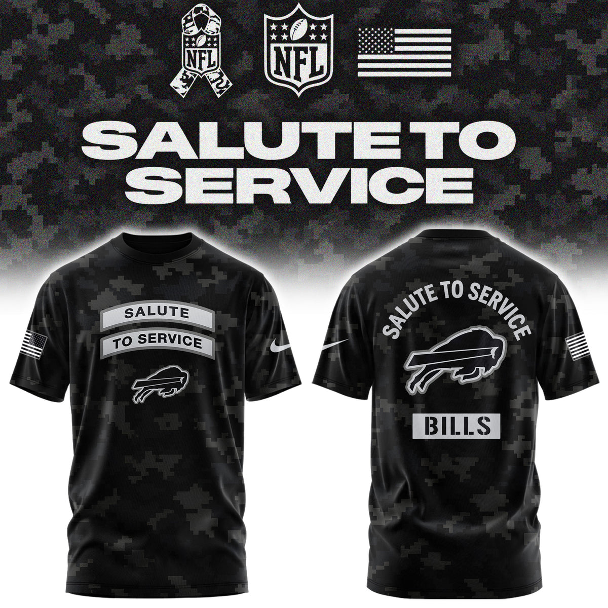 Limited Edition Buffalo Bills Salute To Service “Made With Purpose” T-shirt