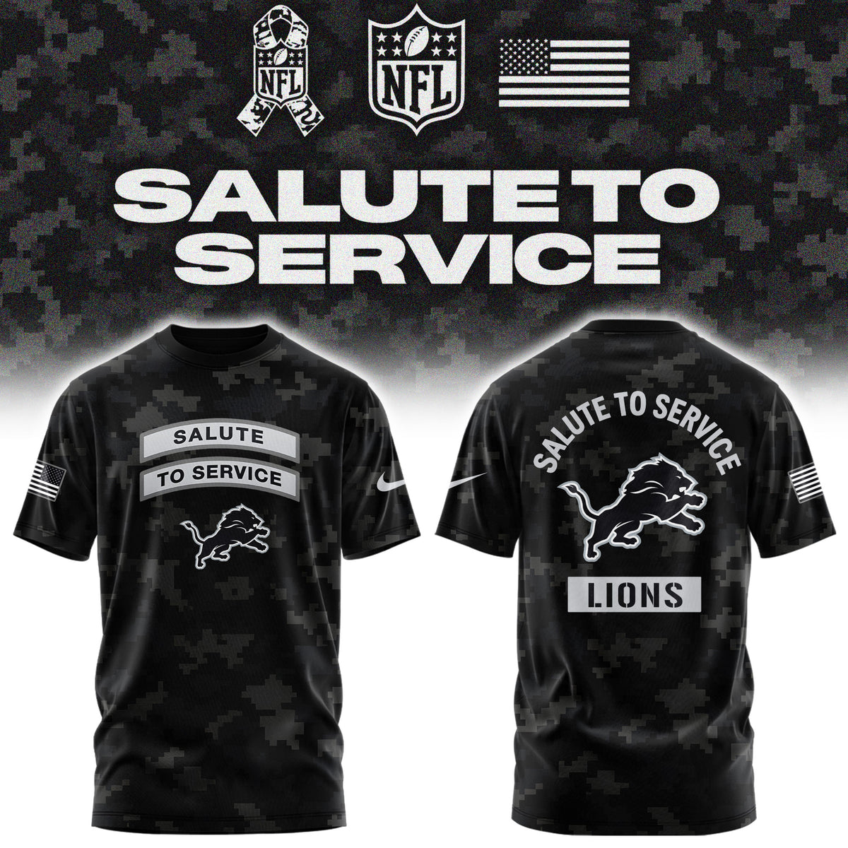Limited Edition Detroit Lions Salute To Service “Made With Purpose” T-shirt
