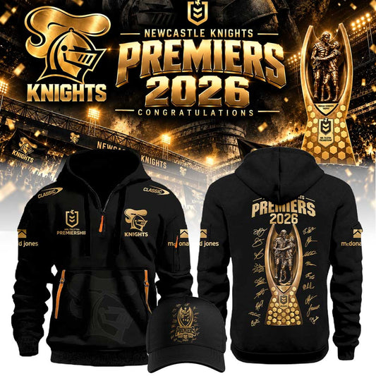 Limited Edition Newcastle Knights 2026 NRL Premiers Half Zip Hoodie