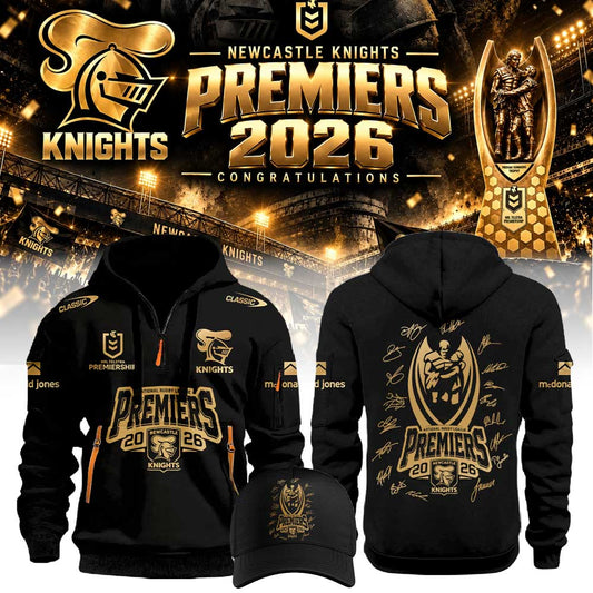 Limited Edition Newcastle Knights 2026 NRL Premiers Half Zip Hoodie