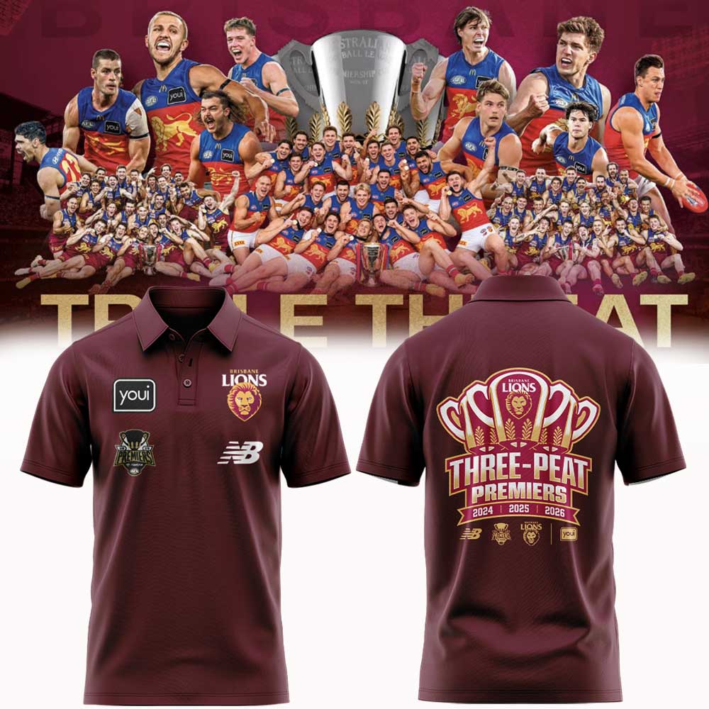 Limited Edition Limited Edition Brisbane Lions 2026 AFL Three - Peat Premiers Polo