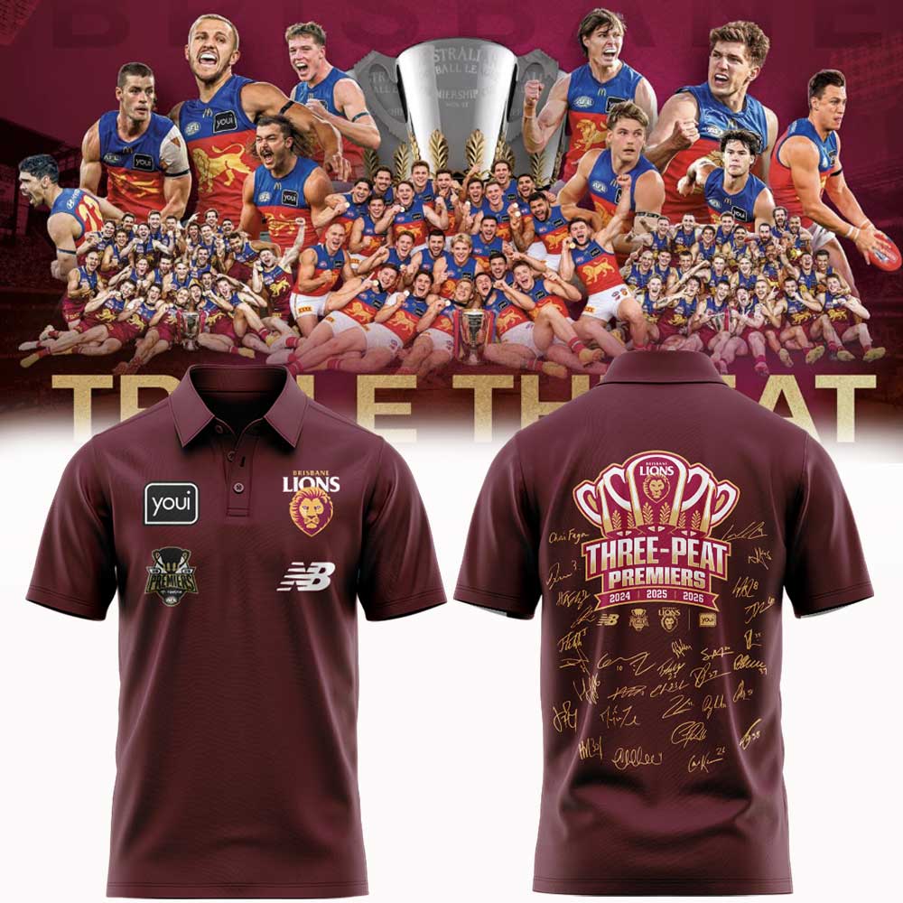 Limited Edition Limited Edition Brisbane Lions 2026 AFL Three - Peat Premiers Polo