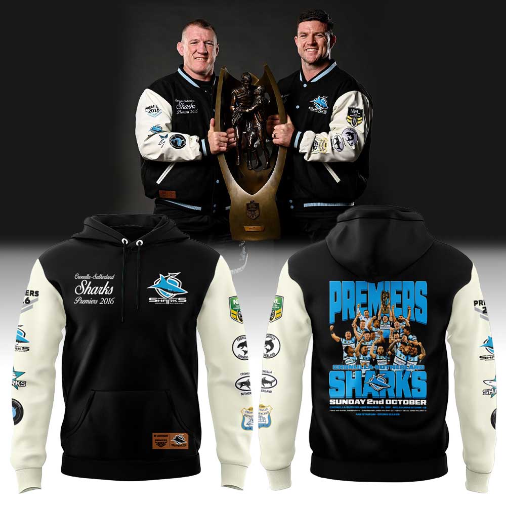 Limited Edition Cronulla Sharks The Premiers Anniversary Range. 10 Years Since History Was Made Hoodie