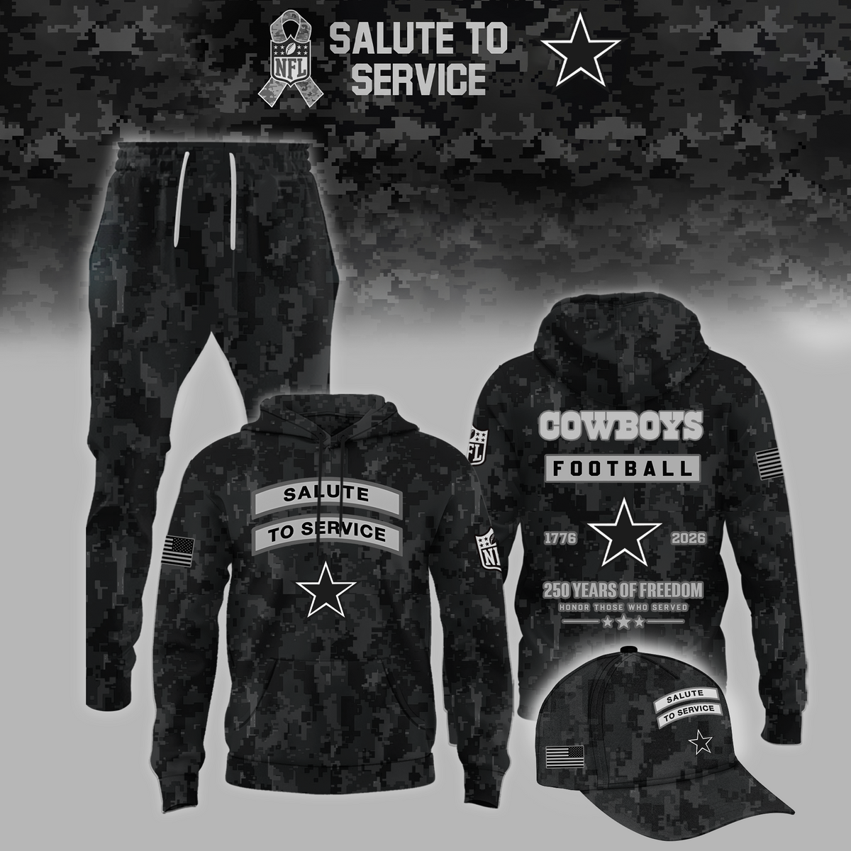 Limited Edition  Dallas Cowboys NFL Salute to Service 2026 Hoodie
