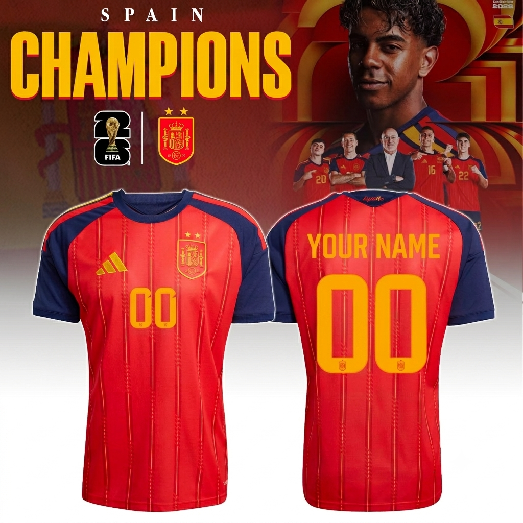 Spain Jersey Custom Name Number Champions World Cup 2026 Edition Limited