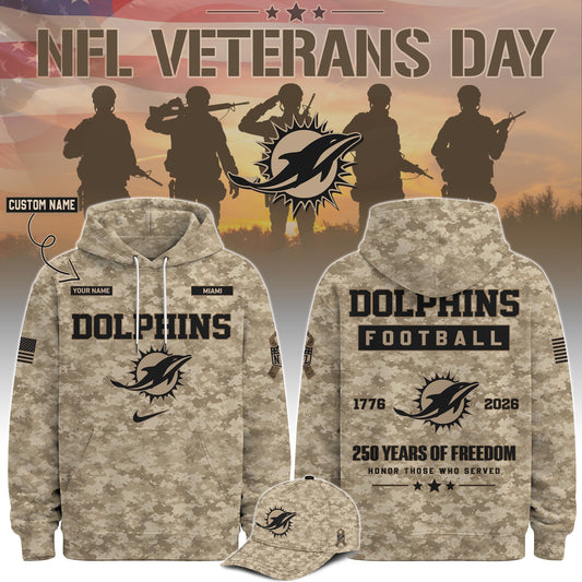 Limited Edition Miami Dolphins Veterans Day 2026 Hoodie