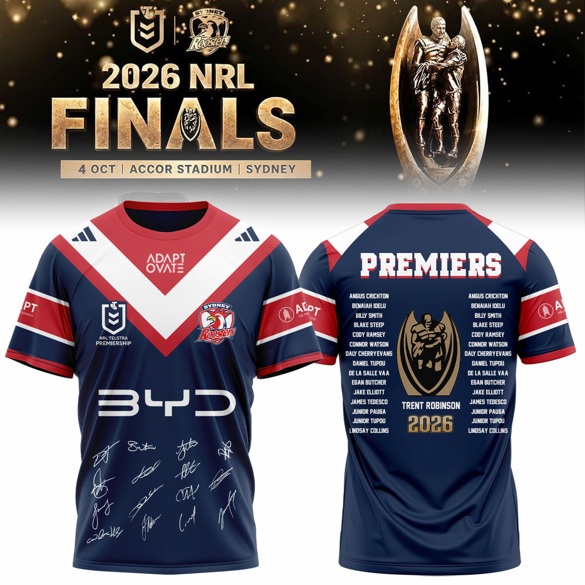 Limited Edition Sydney Roosters 2026 NRL Premiers T-shirt