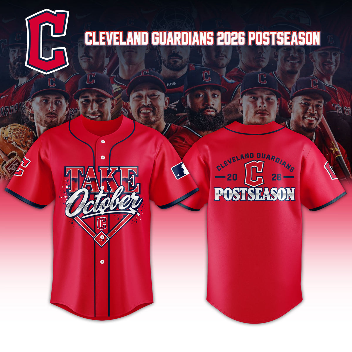 Limited Edition Cleveland Guardians MLB Division Series Champions Distressed Locker Room Take October Jersey