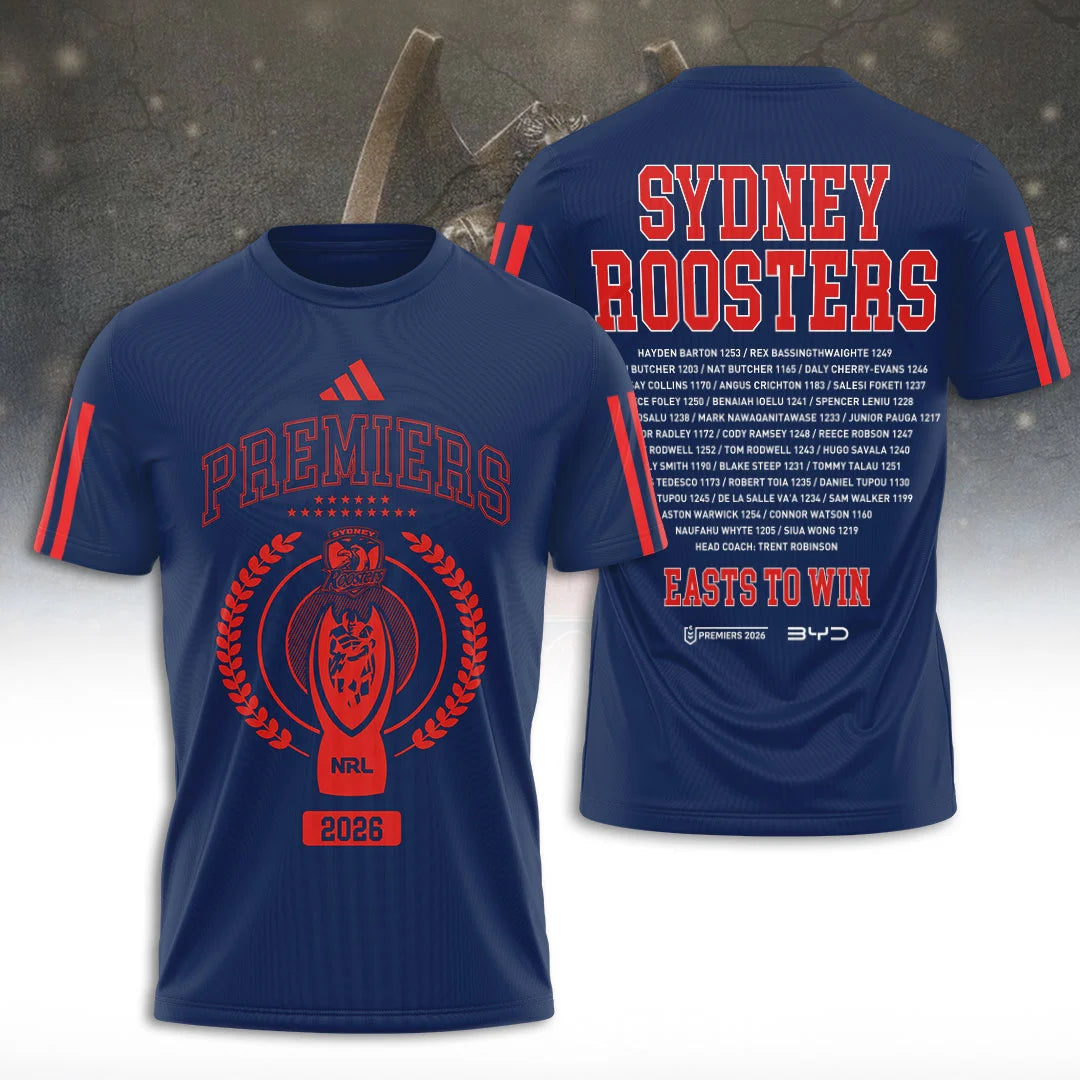 Limited Edition Sydney Roosters 2026 NRL Premiers T-shirt