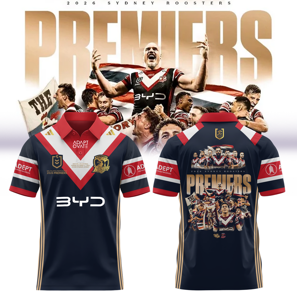 Limited Edition Sydney Roosters 2026 NRL Premiers Polo