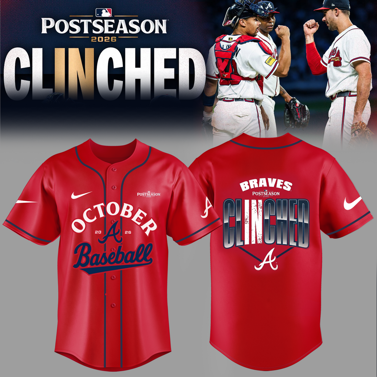 Limited Edition Atlanta Braves Postseason 2026 Clinched Jersey