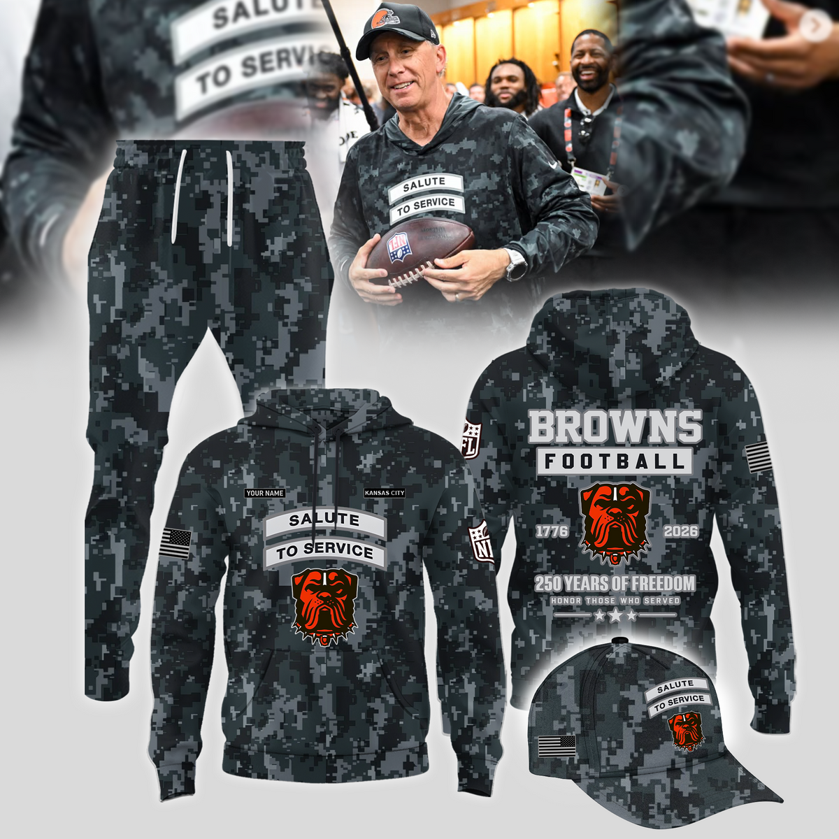 Limited Edition Cleveland Browns 2026 Salute to Service Hoodie