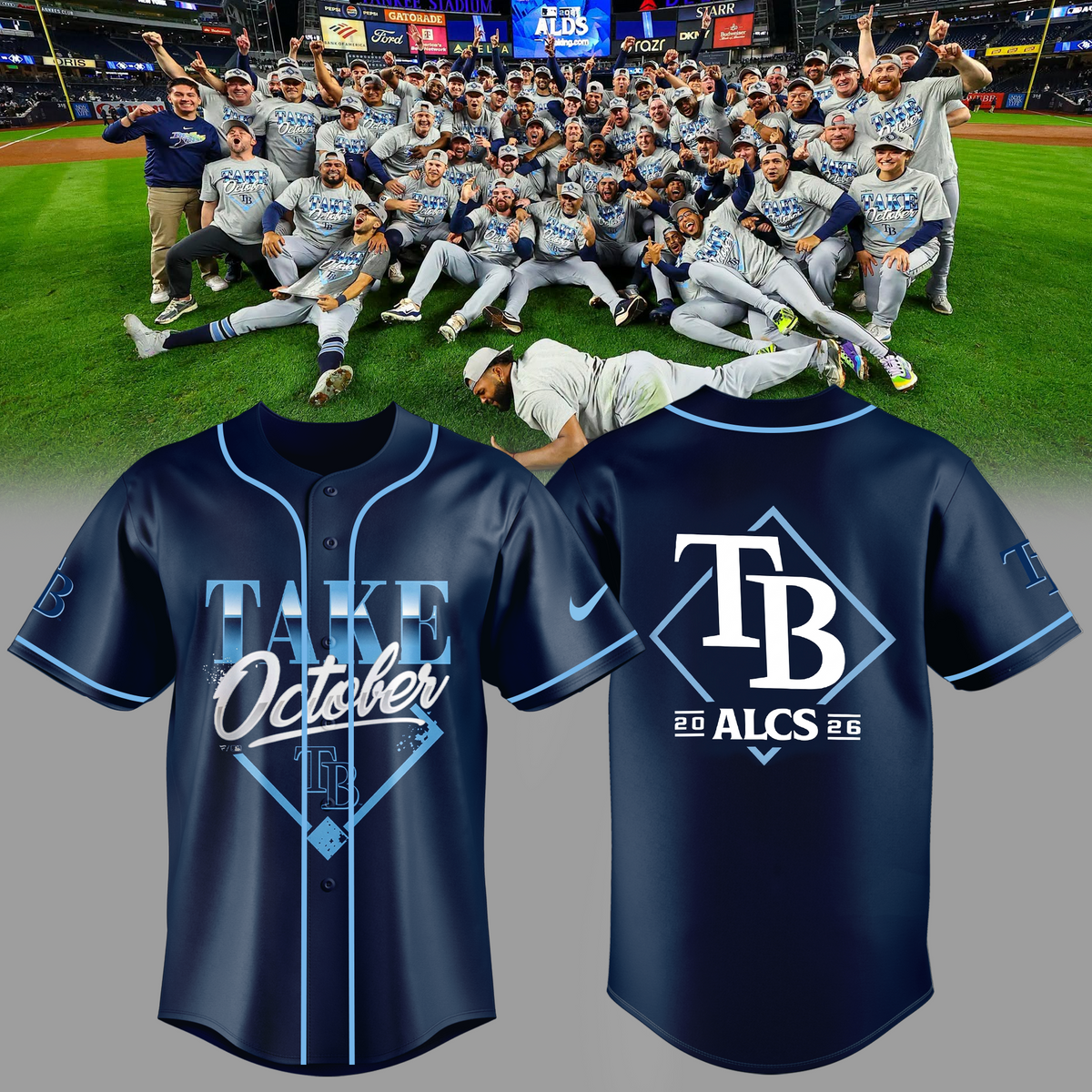 Limited Edition Tampa Bay Rays 2026 MLB Division Series Champions Distressed Locker Room Take October  Jersey