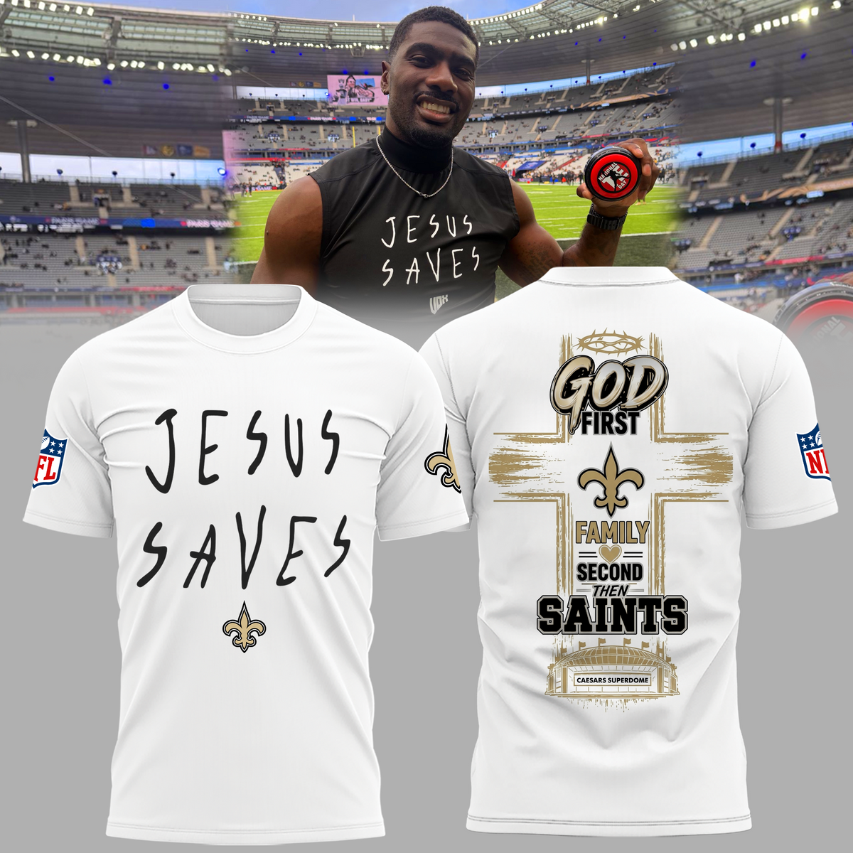 Limited Edition New Orleans Saints Jesus Saves T-shirt