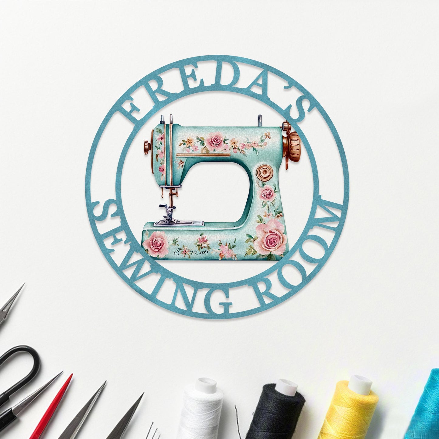 Custom Sewing Machine Sign,She Shed Craft Room Decor,Quilting Metal Sign,Metal Sewing Sign,Personalized Name Sign,Gifts for Mother Grandma