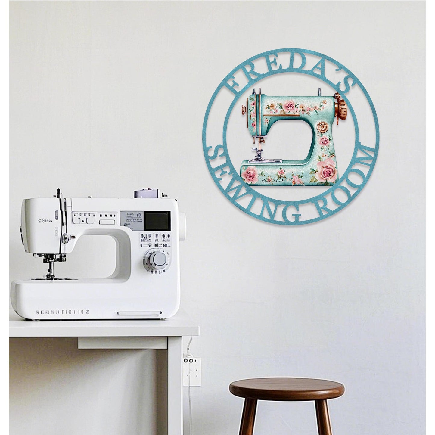 Custom Sewing Machine Sign,She Shed Craft Room Decor,Quilting Metal Sign,Metal Sewing Sign,Personalized Name Sign,Gifts for Mother Grandma