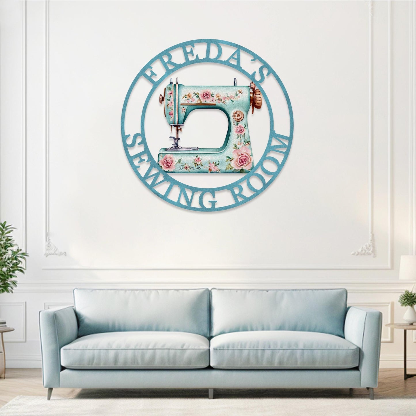 Custom Sewing Machine Sign,She Shed Craft Room Decor,Quilting Metal Sign,Metal Sewing Sign,Personalized Name Sign,Gifts for Mother Grandma