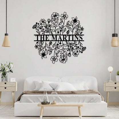 Custom Metal Floral Garden Sign, Personalized Flower Wall Art, Flower Garden Decor, Garden Yard Sign, Gardener Name Sign, Gift for Mom